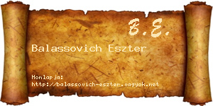 Balassovich Eszter névjegykártya